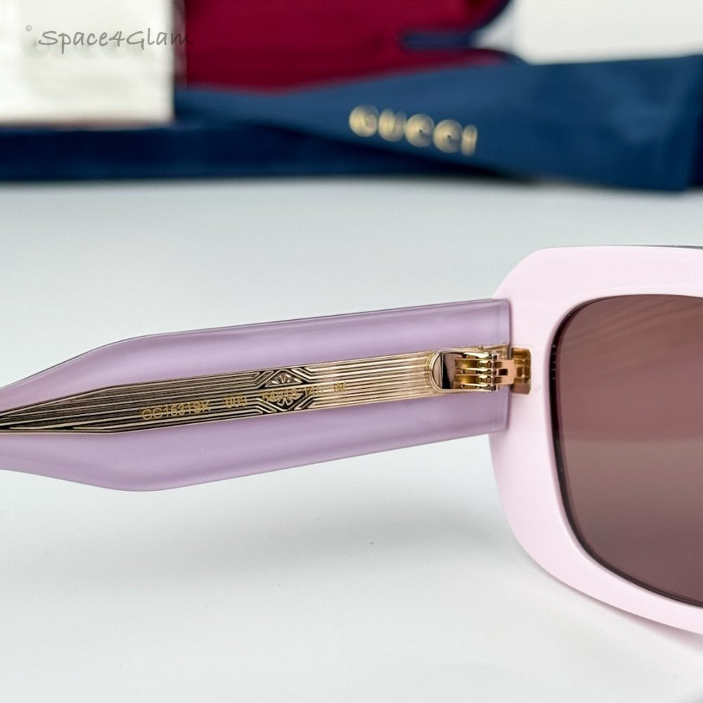 BRAND NEW Gucci GG1531SK 003 Pink Brown Unisex Rectangle Sunglasses - Picture 8 of 10